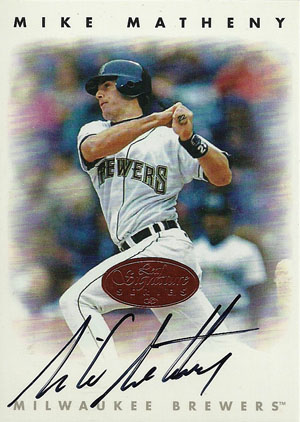 Mike Matheny, Milwaukee Brewers (1996 Leaf baseball card)