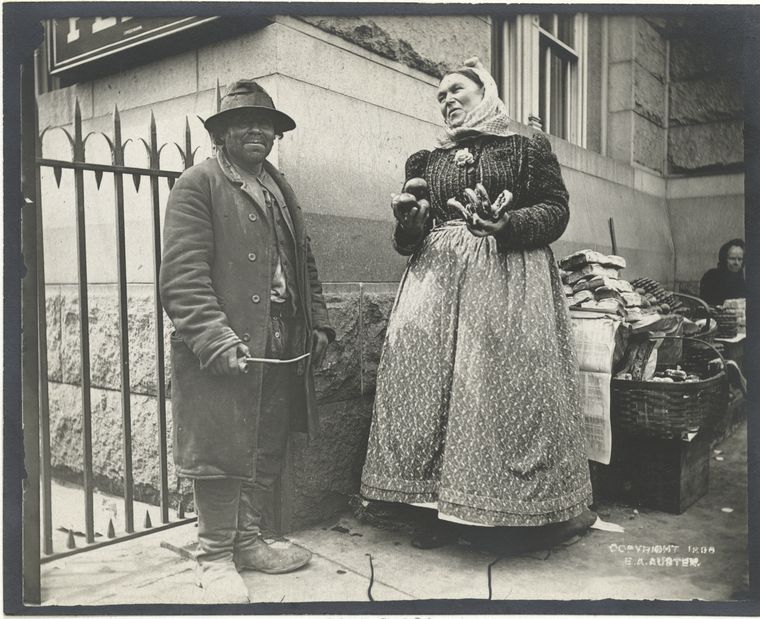 Alice Austen's Street Views of New York City, 1896 - Pretzel Vendor