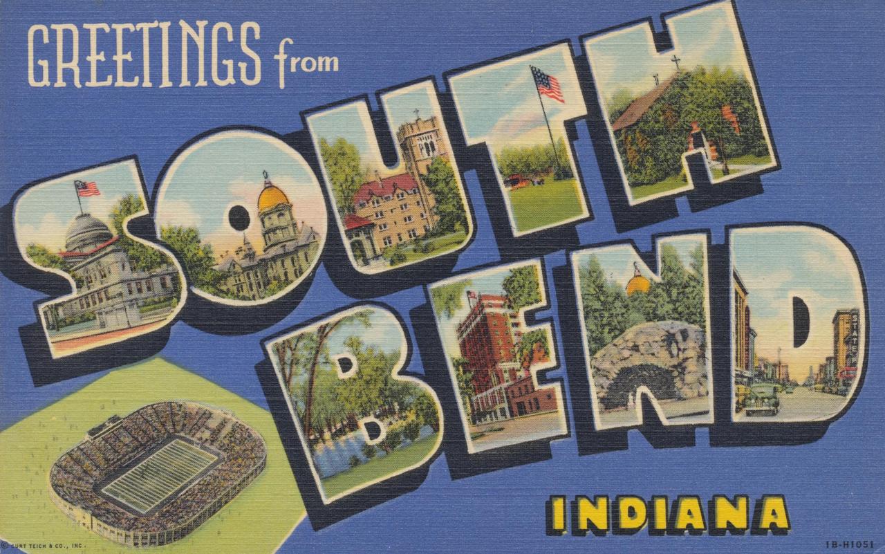 Greetings from South Bend, Indiana postcard