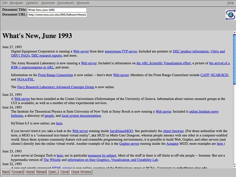 Mosaic web browser 1993